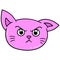 Pink cat head with angry face with revenge, doodle icon drawing