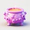 Pink Cauldron with orange magic boiling charmful bubble potion or fairy witching toxic poison soup. Object for Halloween