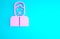 Pink Censor and freedom of speech concept icon isolated on blue background. Media prisoner and human rights concept