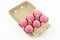 Pink Century eggs or preserved duck egg Pack isolated