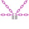 Pink chains locked by padlock in silver design