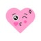 Pink character in the shape of a heart color line icon. Mascot of emotions.