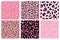 Pink Cheetah Seamless Patterns Set. Leopard Print