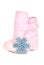 Pink children snow boot and snowflake