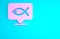 Pink Christian fish symbol icon isolated on blue background. Jesus fish symbol. Minimalism concept. 3d illustration 3D