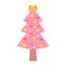 Pink christmas tree. Cute pastel decorated Christmas tree with baubles