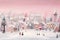 Pink Christmas Village: Whimsical Holiday Painting