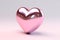 Pink chrome heart shape object on plain background