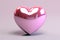 Pink chrome heart shape object on plain background