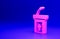 Pink Church sermon tribune icon isolated on blue background. The podium of the preacher in the church. Minimalism