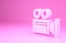 Pink Cinema camera icon isolated on pink background. Video camera. Movie sign. Film projector. Minimalism concept. 3d