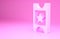 Pink Cinema ticket icon isolated on pink background. Minimalism concept. 3d illustration 3D render