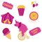 Pink circus Pink circus tent bear ferris wheel ice cream balloons