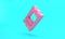 Pink Circus ticket icon isolated on turquoise blue background. Amusement park. Minimalism concept. 3D render