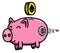 Pink, clean, shiny, happy and fat pig safe in cartoon style with Etherum virtual cryptocurrency coin