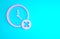 Pink Clock delete icon isolated on blue background. Time symbol. Minimalism concept. 3d illustration 3D render