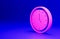 Pink Clock icon isolated on blue background. Time symbol. Minimalism concept. 3D render illustration