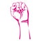 Pink closed hand symbol support breast cancer