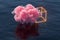 Pink cloud float over the sea, 3d rendering