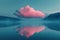 Pink cloud reflecting in a calm lake