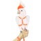 Pink cockatoo in harness and leash on human hand vector image