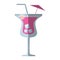 pink cocktail tropical drink ice straw flower shadow