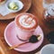 Pink Coffee Cute Cup Latte Art Saucer Woods Spoon Food Foodies Drink Beverages Tulip Milk Froth Heart Barista