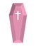 Pink coffin for blondes. Vector illustration of accessories