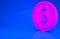 Pink Coin money with dollar symbol icon isolated on blue background. Banking currency sign. Cash symbol. Minimalism