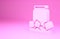 Pink Cold beer can icon isolated on pink background. Minimalism concept. 3d illustration 3D render