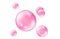 Pink Collagen bubbles on white background. Fizzy sparkles. Bubble gum