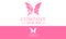 Pink Color Abstract beautiful butterfly logo design idea with women portrait silhouettes