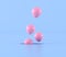 Pink color of balloons floating out from hole on blue background,minimal,gift idea, 3D rendering