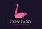 Pink Color Bird Swan Origami Fold Logo Design