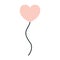 Pink color silhouette balloon in heart shape floating