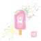 Pink Color Striped Ice Cream On Stick. Text: Eat Me