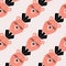 Pink colored childish bear shapes seamless pattern. Business funny animals in tuxedo and glasses