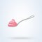 Pink colored cream in spoon. flat style Vector illustration