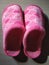 Pink colored feather type slipper specially for winter season