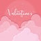 Pink colored invitational card with clouds Valentine day Vector