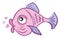 A pink-colored love fish with heart shape bubbles over white background vector or color illustration