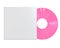 Pink Colored Vinyl Disc Mock Up. Vintage LP Vinyl Record with Cover Sleeve Isolated on White Background.