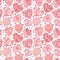 Pink Colorful hears seamless vector pattern.