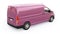 Pink commercial van for transporting small loads in the city on a white background. Blank body for your design. 3d