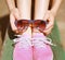 Pink cool girl, gumshoes and sunglasses, fashion, summer