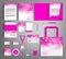 Pink corporate identity set with floral pattern.