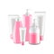 Pink cosmetic collection on white vector
