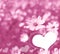 Pink cosmos flowers and heart in soft color style for romantic b