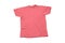 Pink  cotton unisex t  shirt isolated on a white background, blank mock up shirt on white