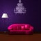 Pink couch in dark purple min